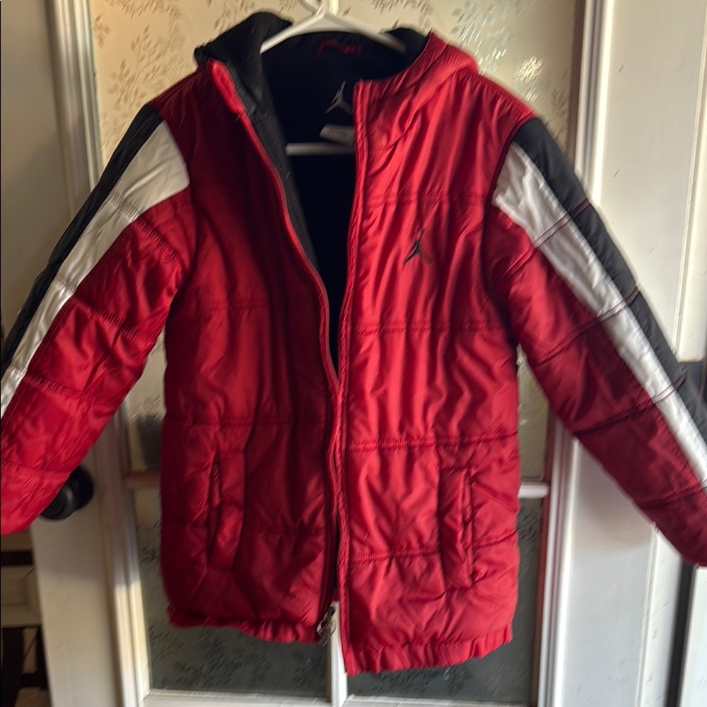 Jordan Kids Red and Black Puffer Coat